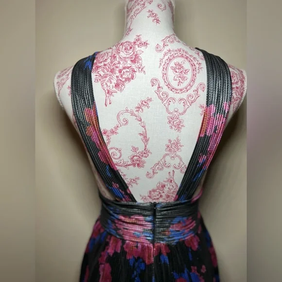 Bershka Metallic Black Festive Floral Print Zip Up Romper S - Picture 5 of 8